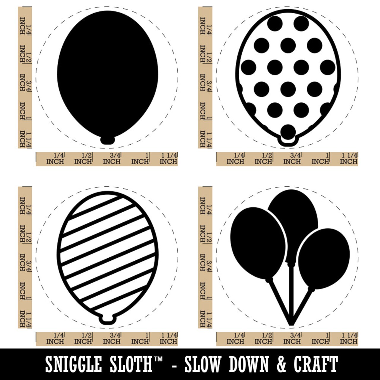 Balloons Birthday Party Shower Celebration Rubber Stamp Set for Stamping Crafting Planners